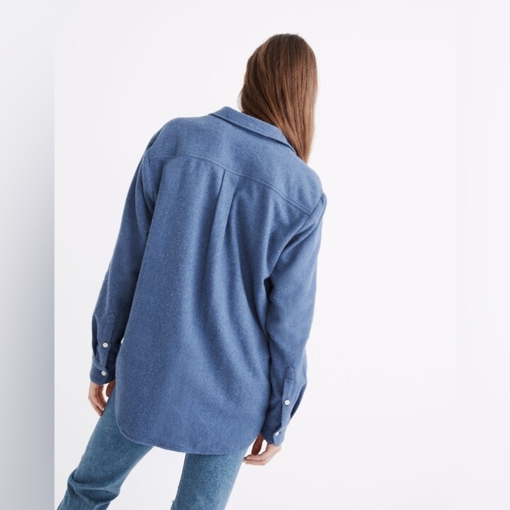 Madewell blue Flannel Side-Button Oversized Ex-Boyfriend Shirt S - Picture 3 of 11